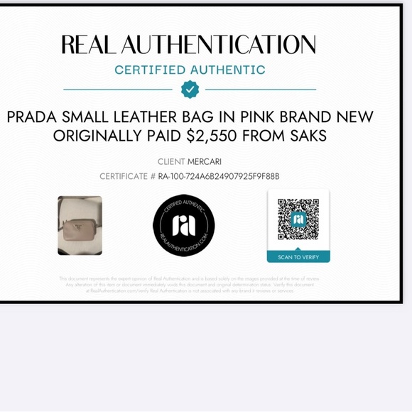 PRADA Small Leather Bag in Pink. Brand new from Saks Fifth Ave. - Picture 10 of 12